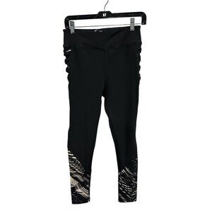 BSP Black Activewear Leggings Side Lattice Print Size Large Athleisure Indie